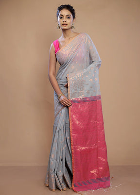 Grey Matka Silk Saree With Blouse Piece - Indian Silk House Agencies