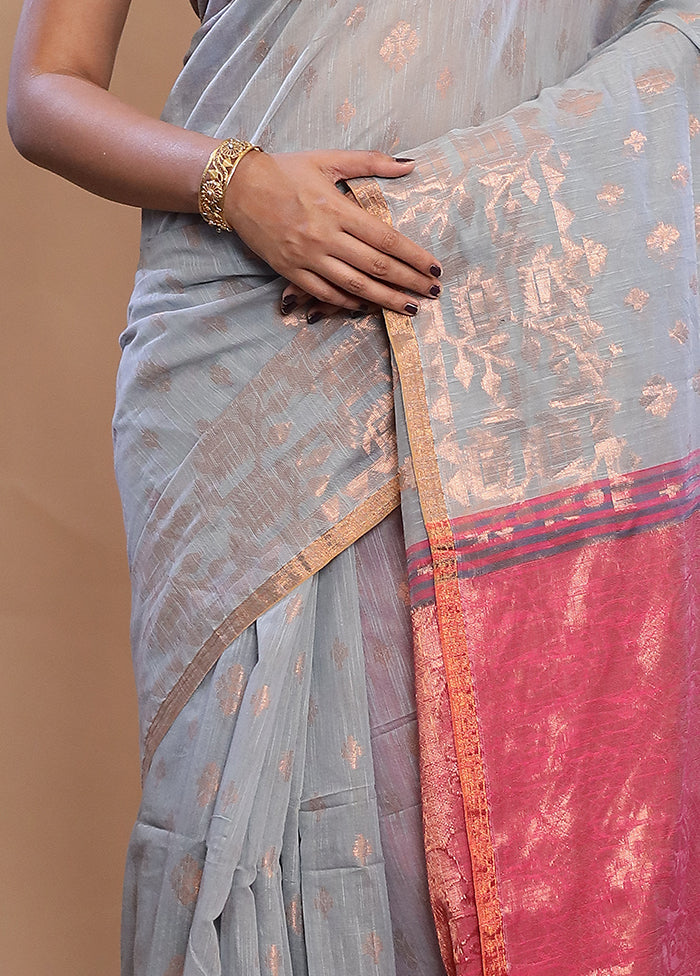 Grey Matka Silk Saree With Blouse Piece - Indian Silk House Agencies