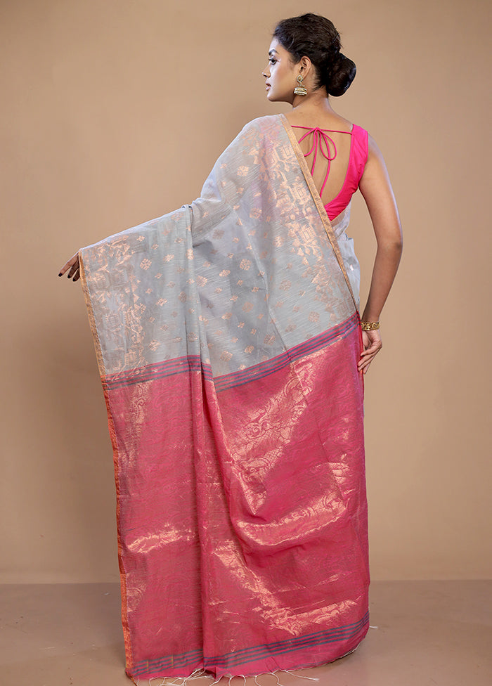 Grey Matka Silk Saree With Blouse Piece - Indian Silk House Agencies