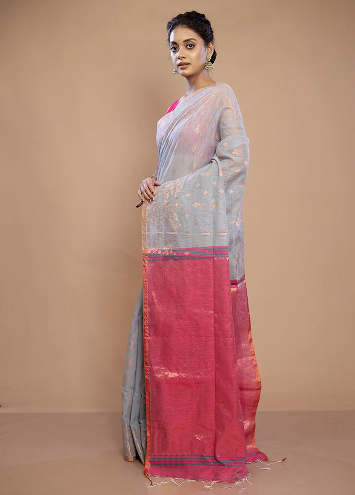 Grey Matka Silk Saree With Blouse Piece - Indian Silk House Agencies