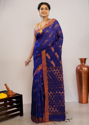 Blue Matka Silk Saree With Blouse Piece - Indian Silk House Agencies