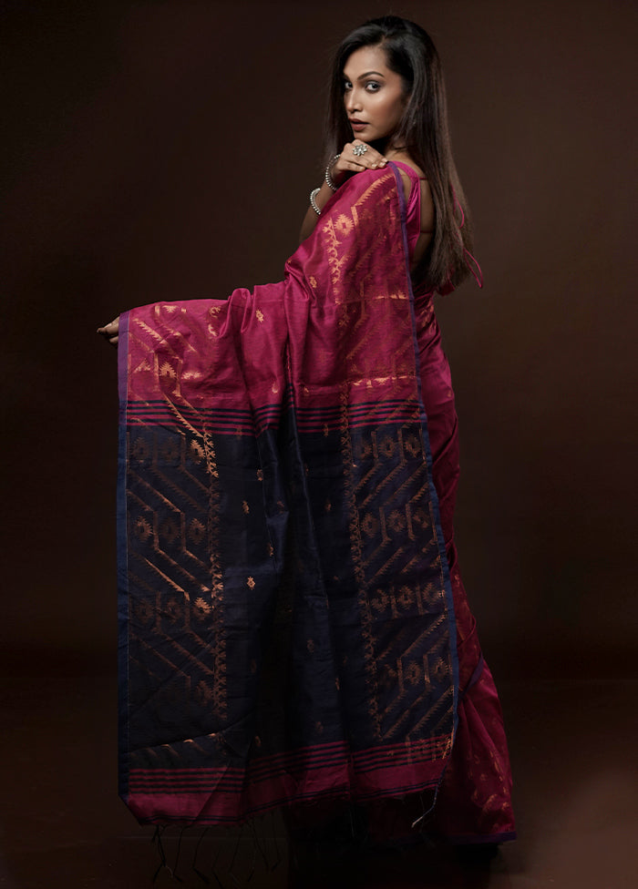 Pink Matka Silk Saree With Blouse Piece - Indian Silk House Agencies