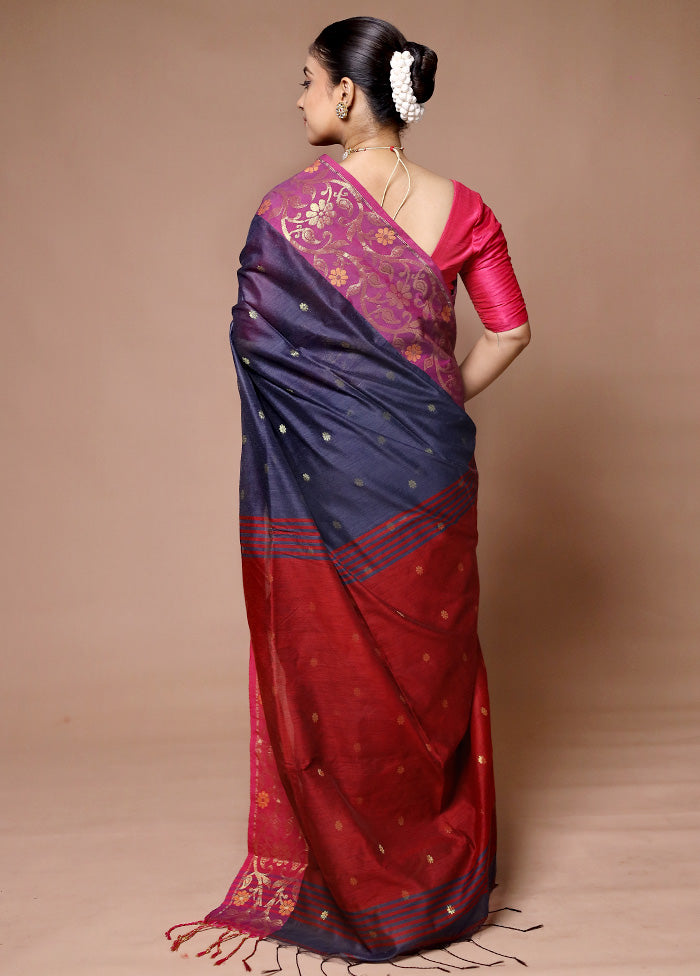 Grey Matka Silk Saree With Blouse Piece