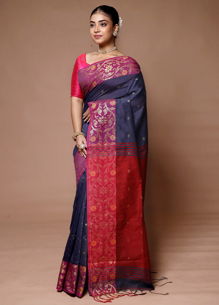 Grey Matka Silk Saree With Blouse Piece