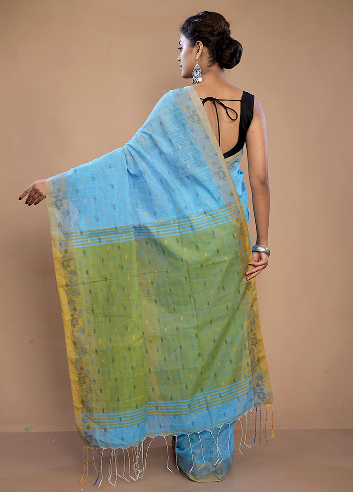 Blue Matka Silk Saree With Blouse Piece - Indian Silk House Agencies