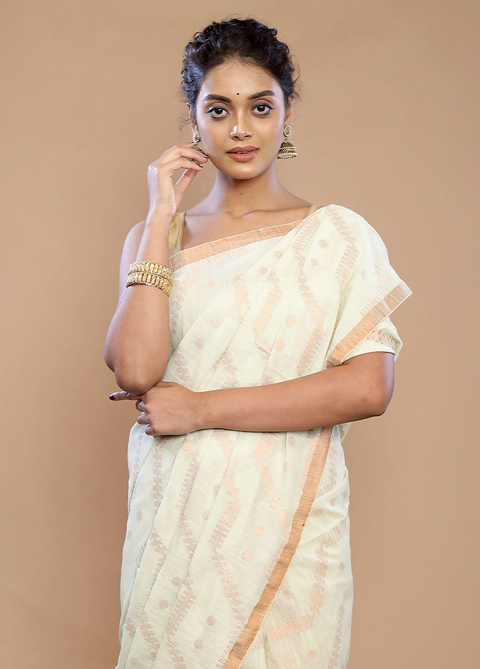 Cream Matka Silk Saree With Blouse Piece - Indian Silk House Agencies