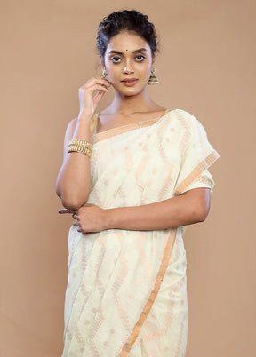 Cream Matka Silk Saree With Blouse Piece - Indian Silk House Agencies