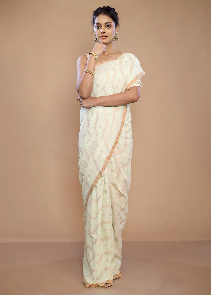 Cream Matka Silk Saree With Blouse Piece - Indian Silk House Agencies