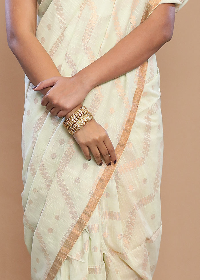 Cream Matka Silk Saree With Blouse Piece - Indian Silk House Agencies