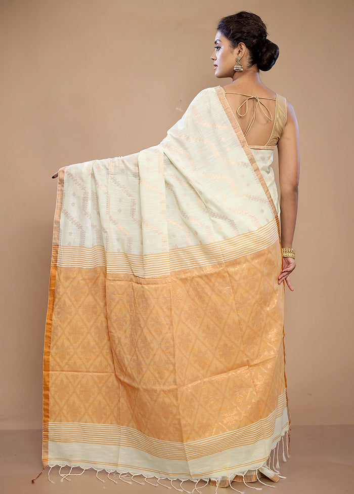 Cream Matka Silk Saree With Blouse Piece - Indian Silk House Agencies