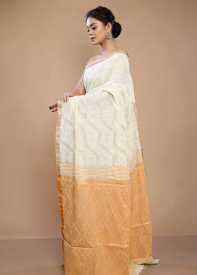 Cream Matka Silk Saree With Blouse Piece - Indian Silk House Agencies