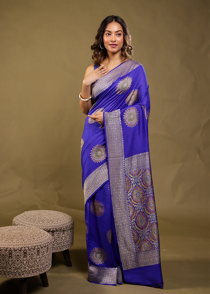 Blue Handloom Pure Georgette Saree With Blouse Piece