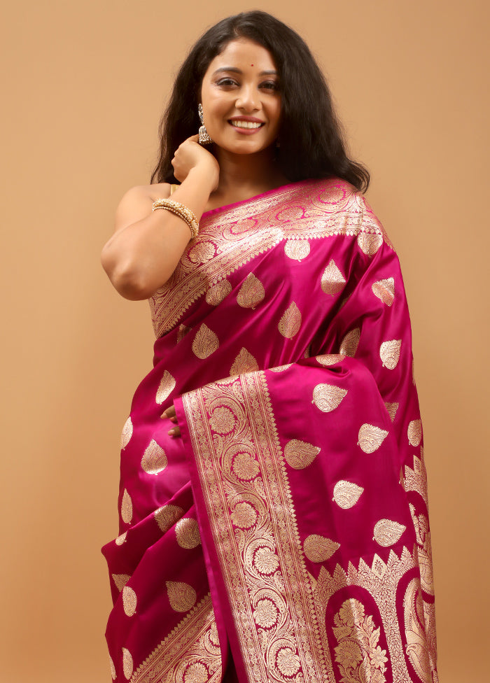 Purple Banarasi Silk Saree With Blouse Piece