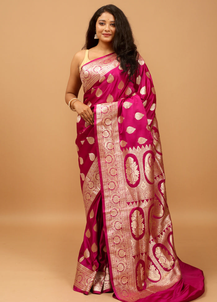 Purple Banarasi Silk Saree With Blouse Piece