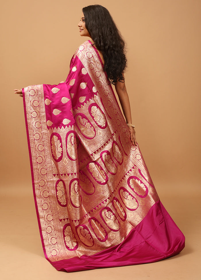 Purple Banarasi Silk Saree With Blouse Piece