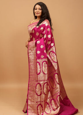 Purple Banarasi Silk Saree With Blouse Piece