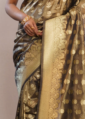 Brown Tissue Silk Saree With Blouse Piece - Indian Silk House Agencies