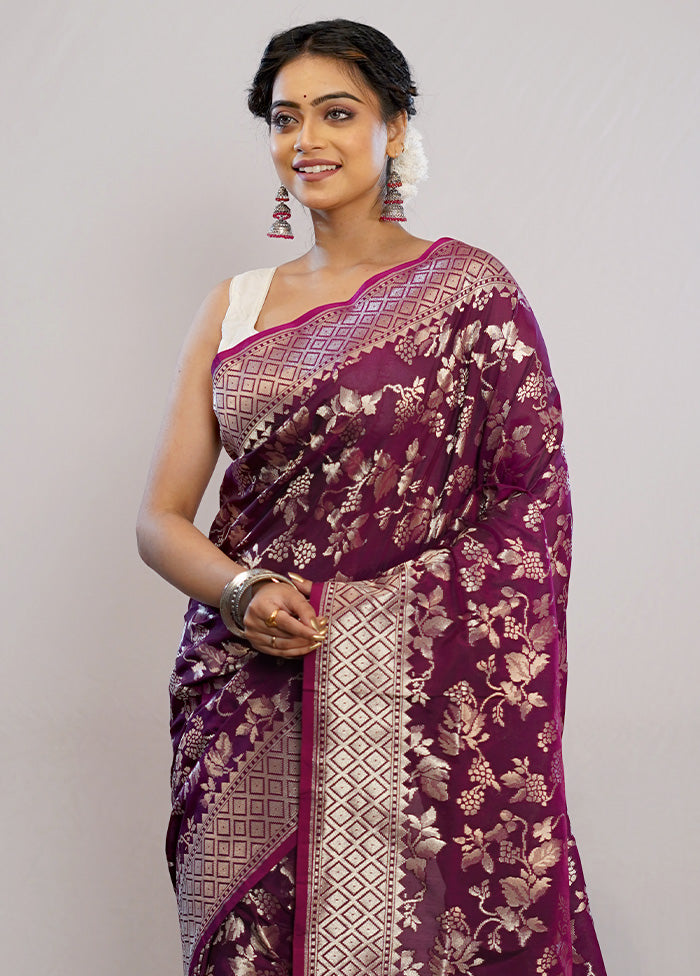 Purple Uppada Silk Saree With Blouse Piece - Indian Silk House Agencies