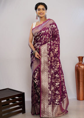 Purple Uppada Silk Saree With Blouse Piece - Indian Silk House Agencies