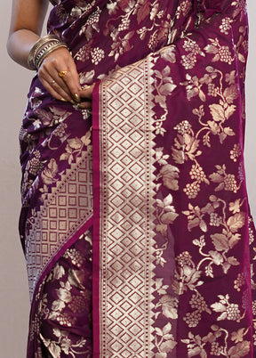 Purple Uppada Silk Saree With Blouse Piece - Indian Silk House Agencies