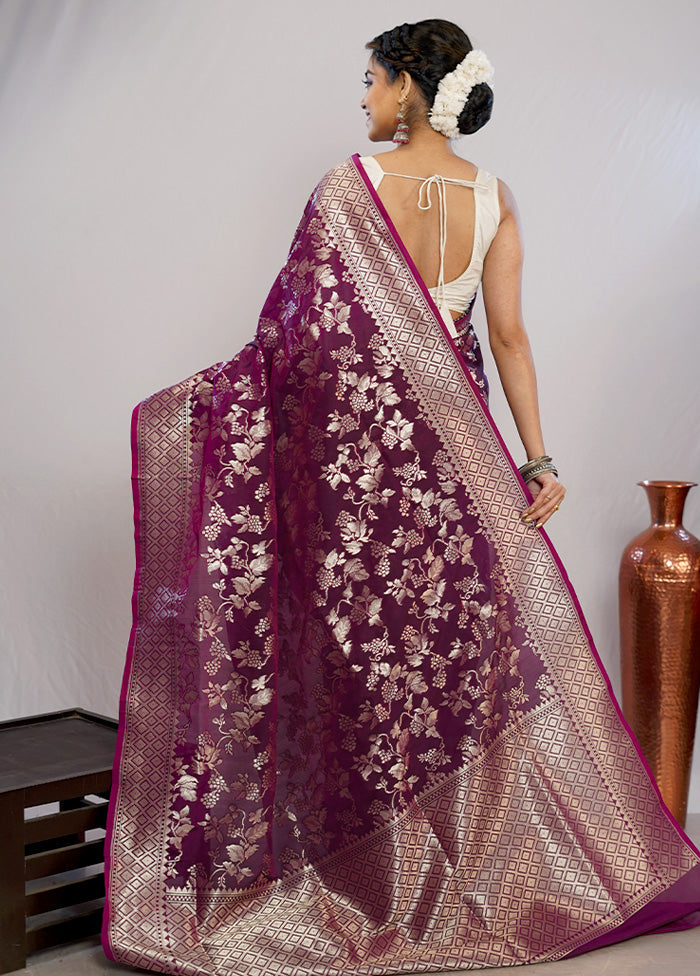 Purple Uppada Silk Saree With Blouse Piece - Indian Silk House Agencies