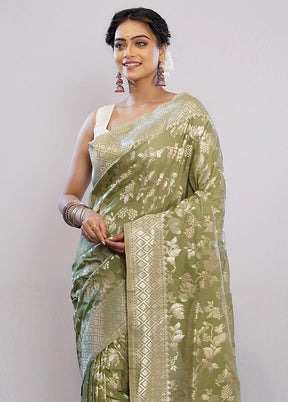 Green Uppada Silk Saree With Blouse Piece - Indian Silk House Agencies