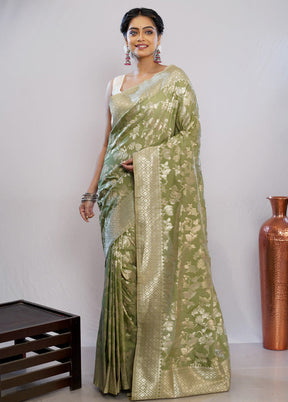 Green Uppada Silk Saree With Blouse Piece - Indian Silk House Agencies