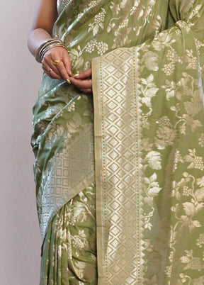 Green Uppada Silk Saree With Blouse Piece - Indian Silk House Agencies