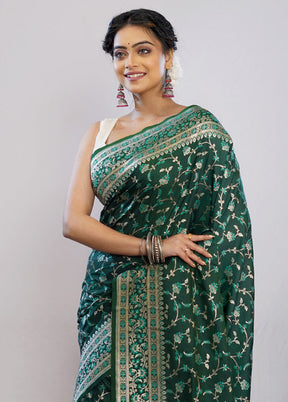 Green Uppada Silk Saree With Blouse Piece - Indian Silk House Agencies