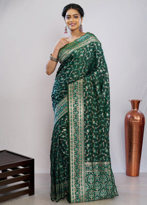 Green Uppada Silk Saree With Blouse Piece - Indian Silk House Agencies