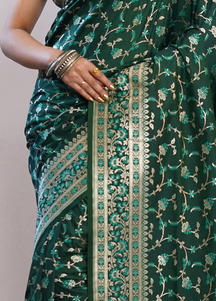 Green Uppada Silk Saree With Blouse Piece - Indian Silk House Agencies