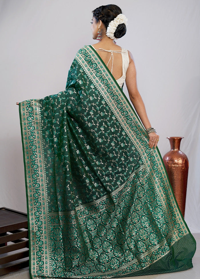 Green Uppada Silk Saree With Blouse Piece - Indian Silk House Agencies