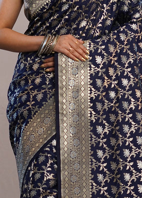 Blue Uppada Silk Saree With Blouse Piece - Indian Silk House Agencies