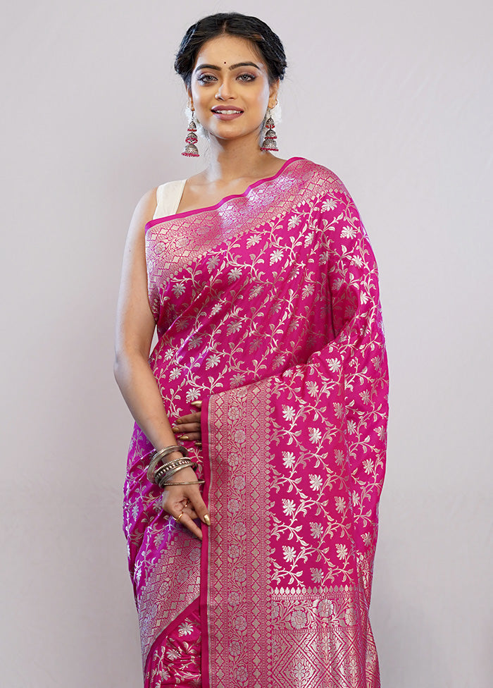 Pink Uppada Silk Saree With Blouse Piece - Indian Silk House Agencies