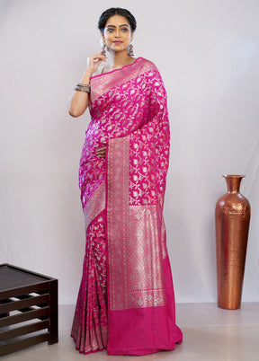 Pink Uppada Silk Saree With Blouse Piece - Indian Silk House Agencies