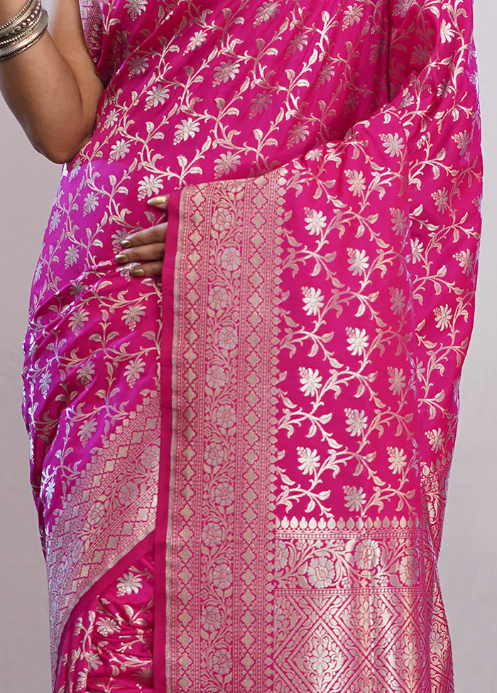 Pink Uppada Silk Saree With Blouse Piece - Indian Silk House Agencies