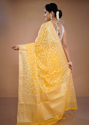 Yellow Kora Silk Saree With Blouse Piece - Indian Silk House Agencies