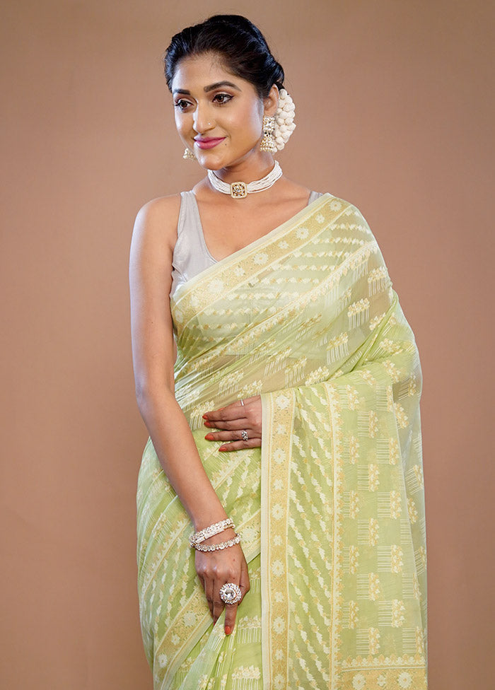 Green Kora Silk Saree With Blouse Piece - Indian Silk House Agencies