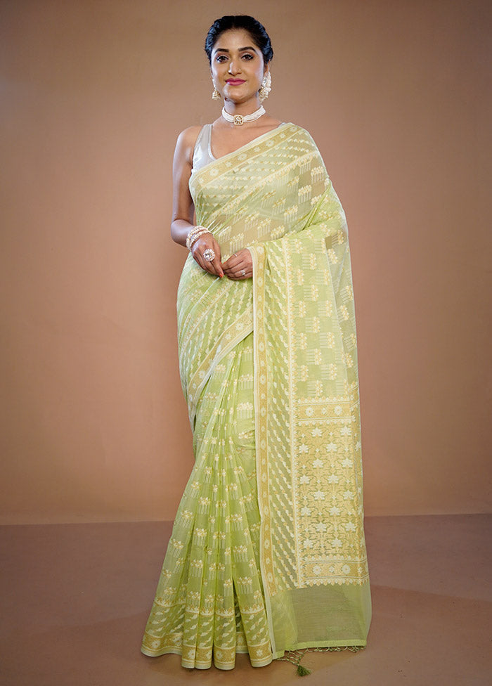 Green Kora Silk Saree With Blouse Piece - Indian Silk House Agencies