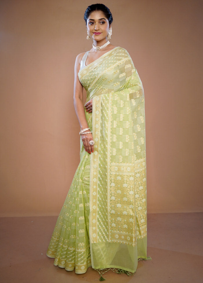 Green Kora Silk Saree With Blouse Piece - Indian Silk House Agencies