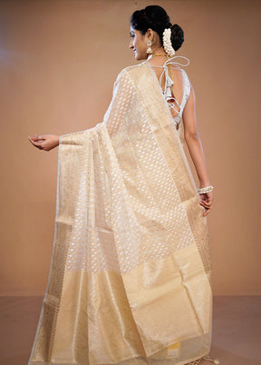 Cream Kora Silk Saree With Blouse Piece - Indian Silk House Agencies