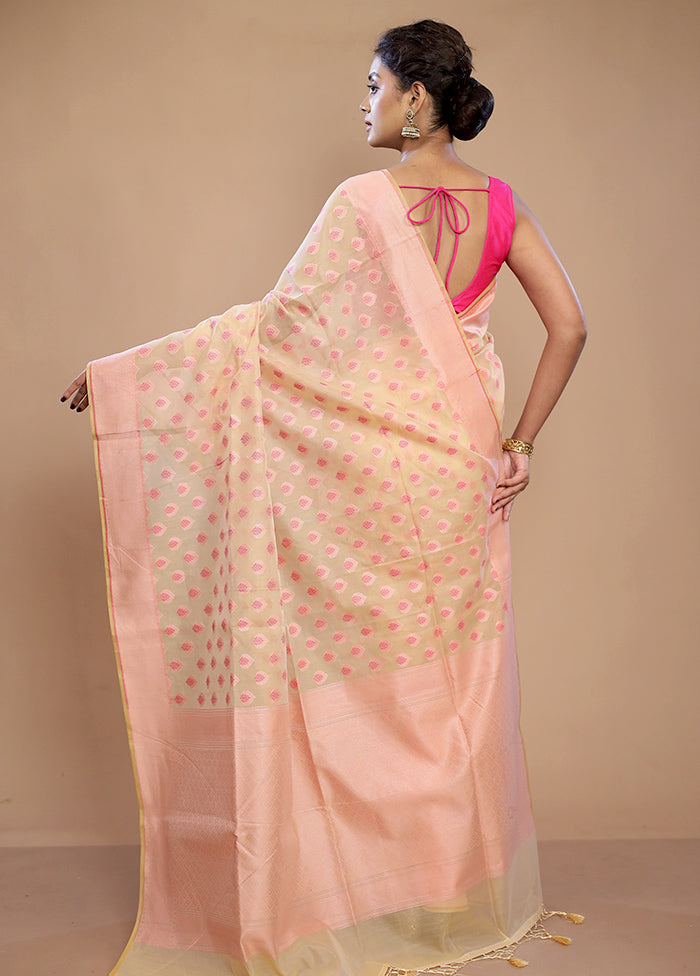 Cream Kora Silk Saree With Blouse Piece - Indian Silk House Agencies