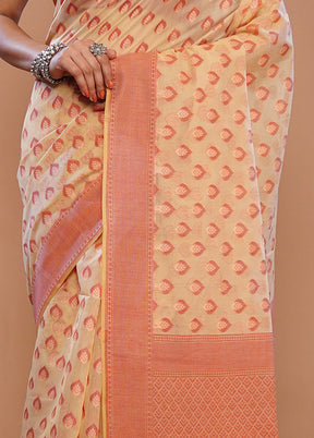 Cream Kora Silk Saree With Blouse Piece - Indian Silk House Agencies