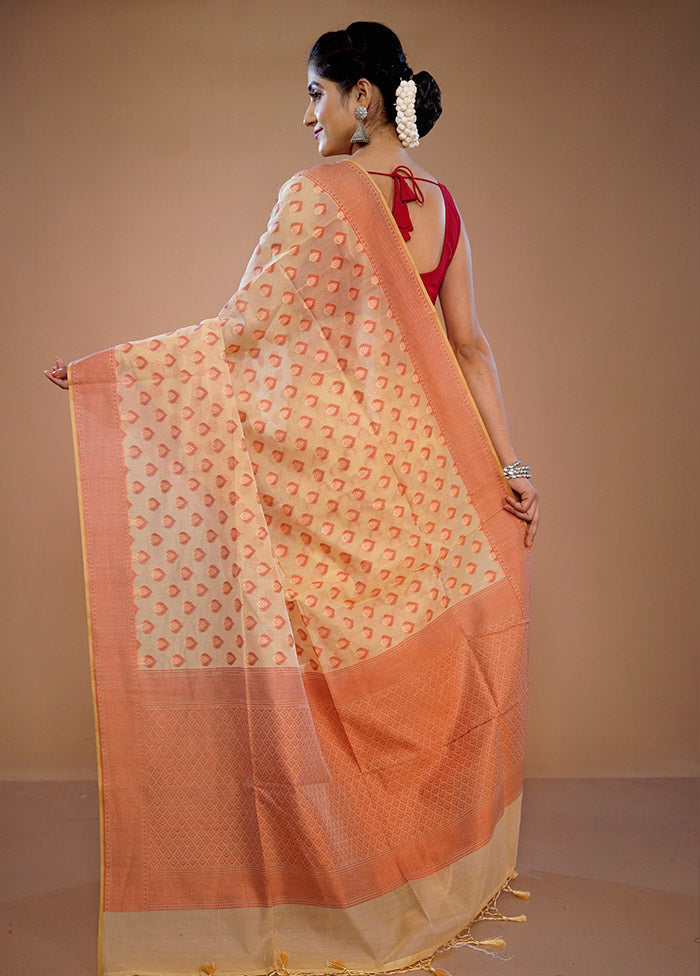 Cream Kora Silk Saree With Blouse Piece - Indian Silk House Agencies