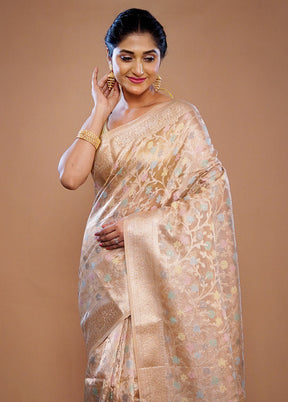 Cream Tissue Silk Saree With Blouse Piece - Indian Silk House Agencies