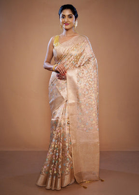 Cream Tissue Silk Saree With Blouse Piece - Indian Silk House Agencies