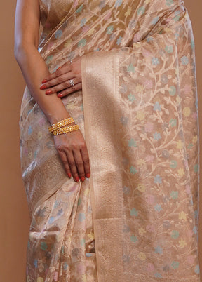 Cream Tissue Silk Saree With Blouse Piece - Indian Silk House Agencies