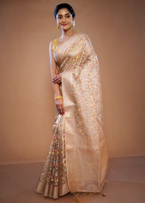 Cream Tissue Silk Saree With Blouse Piece - Indian Silk House Agencies