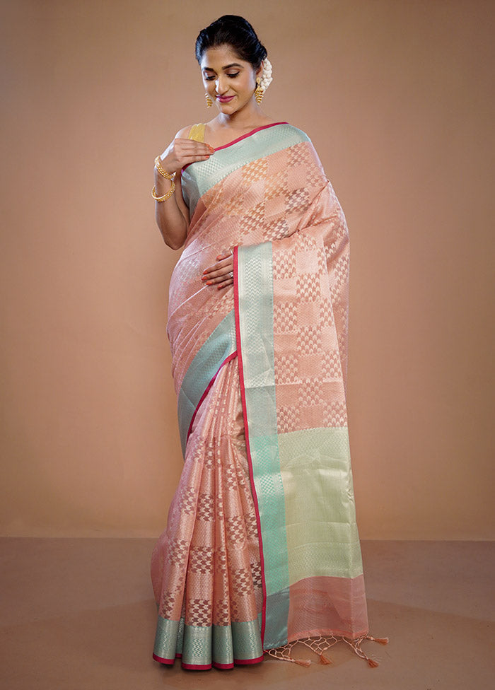 Pink Tissue Silk Saree With Blouse Piece - Indian Silk House Agencies