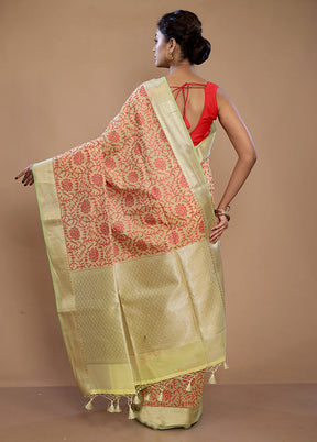 Cream Kora Silk Saree With Blouse Piece - Indian Silk House Agencies